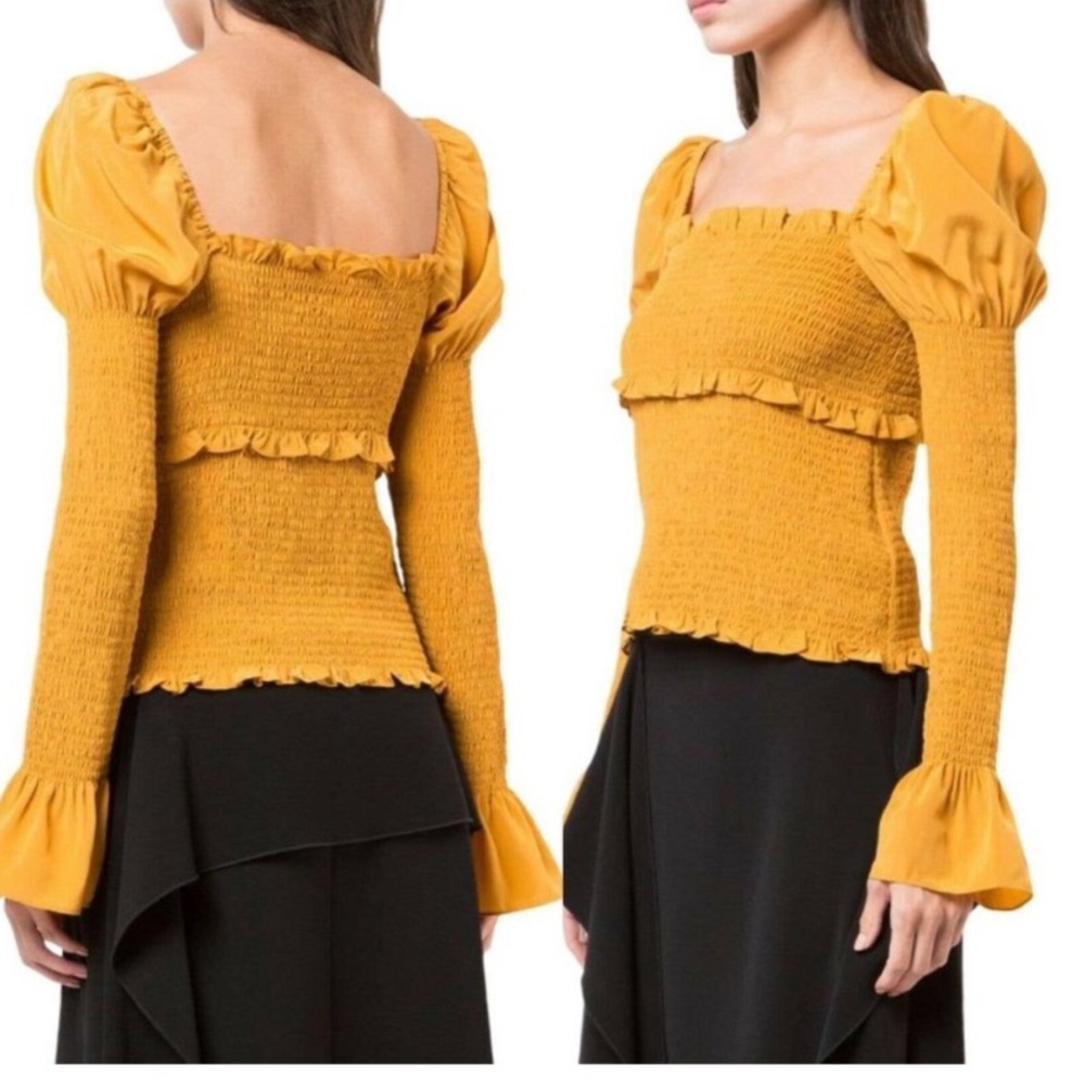 Cinq a Sept Ellis Puff Shoulder Smocked Top